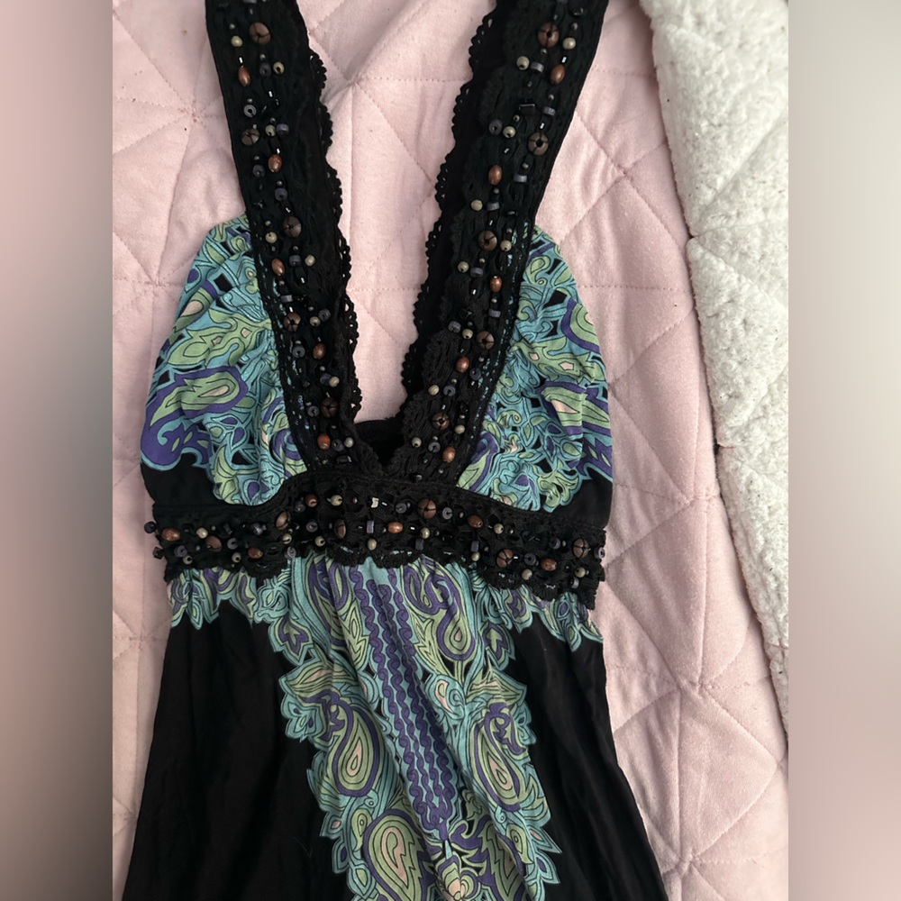 Black and Multicolor Beaded Dress